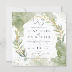 Invitations de mariage sur mesure vert et or