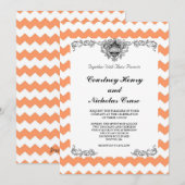 Invitations de mariage Tangerine Chevron (Devant / Derrière)