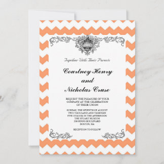 Invitations de mariage Tangerine Chevron