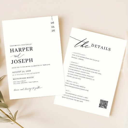 Invitations De Mariage Tout En Un Avec Code QR