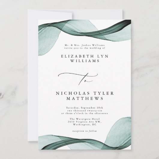 Invitations de mariage tout-en-un Emerald Green (Devant)