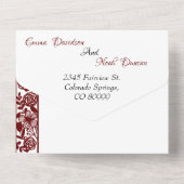 Invitations de mariage tout en un et RSVP Maroon (Verso)