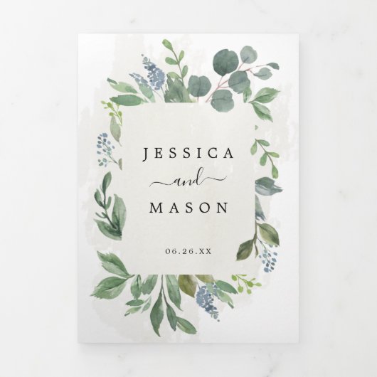 Invitations de mariage tout-en-un Eucalyptus (Page de couverture)