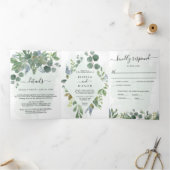 Invitations de mariage tout-en-un Eucalyptus (Intérieur)