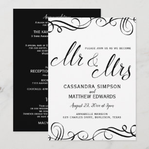 Invitations de mariage tout en un Noir