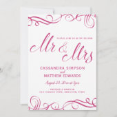 Invitations de mariage tout en un | Rose chaud (Devant)