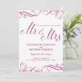 Invitations de mariage tout en un | Rose chaud (Debout devant)