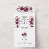 Invitations De Mariage Tout En Un Violet Blanc Flo (À l'intérieur)