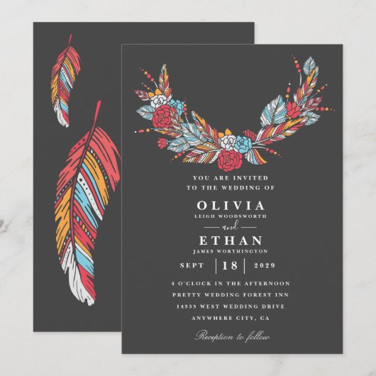 Invitations de mariage traditionnelles navajo (Devant / Derrière)
