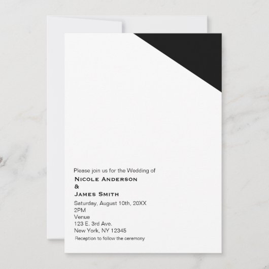 Invitations de mariage triangle noir et blanc (Devant)