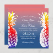 Invitations de mariage tropical à l'ananas à Hawaï (Devant / Derrière)