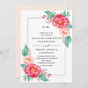 Invitations de mariage tropical floral d'été