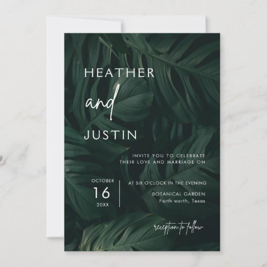 Invitations de mariage tropicale moderne (Devant)
