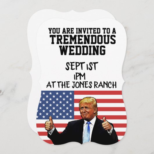 INVITATIONS DE MARIAGE TRUMP SUR MESURE (Devant / Derrière)