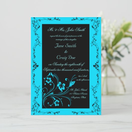 Invitations de mariage turquoise (Debout devant)