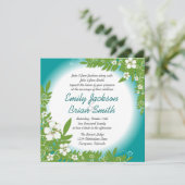 Invitations de mariage turquoise blanc hibiscus (Debout devant)
