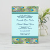 Invitations de mariage turquoise Blue Peacock (Debout devant)