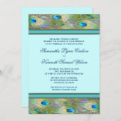 Invitations de mariage turquoise Blue Peacock (Devant / Derrière)