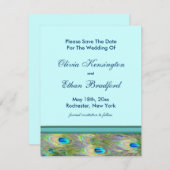 Invitations de mariage turquoise Blue Peacock (Devant / Derrière)