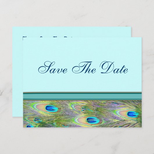 Invitations de mariage turquoise Blue Peacock (Devant / Derrière)