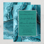 Invitations de mariage Turquoise Blue Silver Agate (Devant / Derrière)