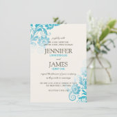 Invitations de mariage Turquoise Classy Ombre (Debout devant)