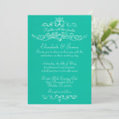 Invitations de mariage turquoise de luxe simple (Debout devant)
