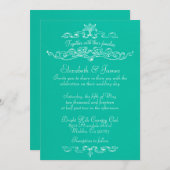 Invitations de mariage turquoise de luxe simple (Devant / Derrière)