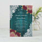 Invitations de mariage turquoise en Bourgogne et f (Debout devant)