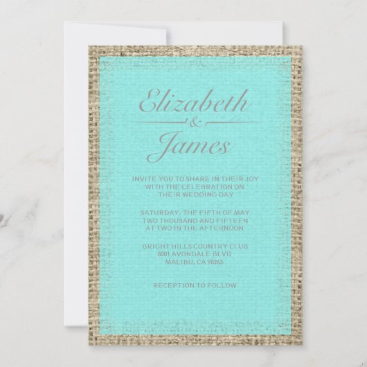 Invitations de mariage Turquoise et Silver Vintage (Devant)