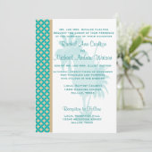 Invitations de mariage Turquoise et Tan Khaki Beac (Debout devant)