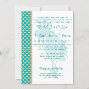 Invitations de mariage Turquoise et Tan Khaki Beac