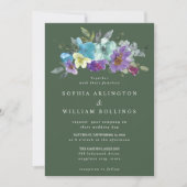 Invitations de mariage Turquoise et vert violet (Devant)