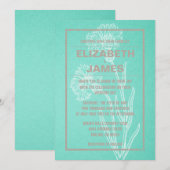 Invitations de mariage turquoise et Vintage rustiq (Devant / Derrière)
