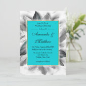 Invitations de mariage Turquoise noir et marbre d' (Debout devant)