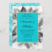 Invitations de mariage Turquoise noir et marbre d' (Devant / Derrière)