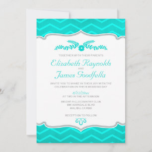 Invitations de mariage turquoise Zigzag