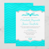 Invitations de mariage Turquoises à Zigzag (Devant / Derrière)