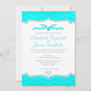 Invitations de mariage Turquoises à Zigzag