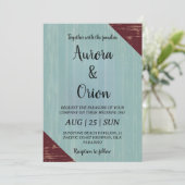 Invitations de mariage turquoises et bordeaux (Debout devant)