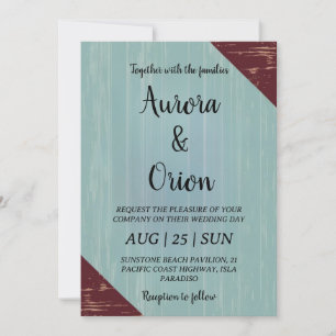Invitations de mariage turquoises et bordeaux