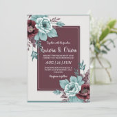 Invitations de mariage turquoises et bordeaux (Debout devant)
