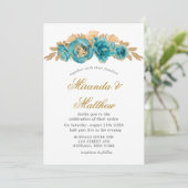 Invitations de mariage turquoises et crémeuses Ros (Debout devant)