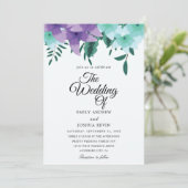 Invitations de mariage turquoises et violettes (Debout devant)