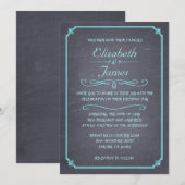 Invitations de mariage Turquoises Vintages (Devant / Derrière)