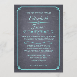Invitations de mariage Turquoises Vintages