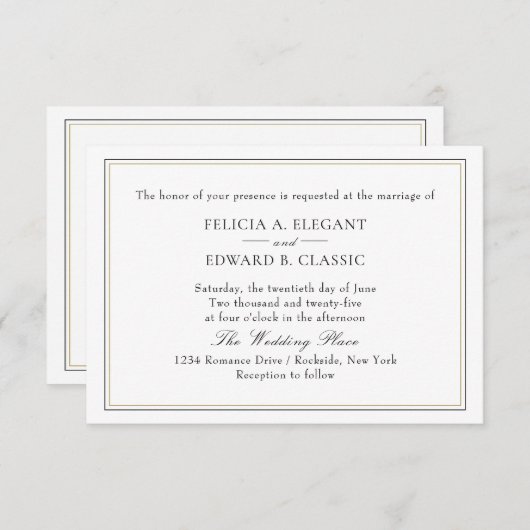 Invitations de mariage typographique simple (Devant / Derrière)