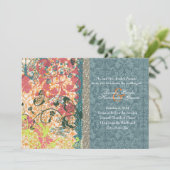 Invitations de mariage tzigane orange Bleu Boho (Debout devant)
