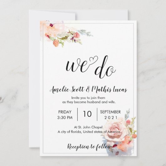 Invitations de mariage unique et minimaliste (Devant)