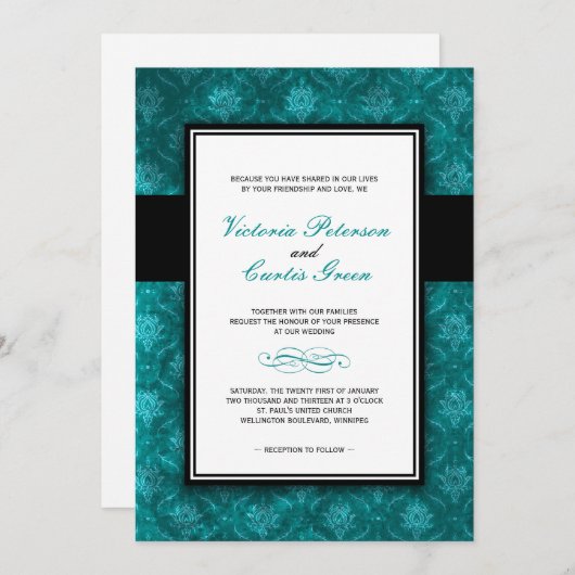 Invitations de mariage velours classique (Devant / Derrière)